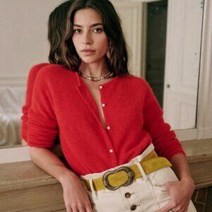 Sezane Gaspard Cardigan Sweater Red Medium